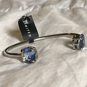 The Limited silver and blue gem bangle bracelet